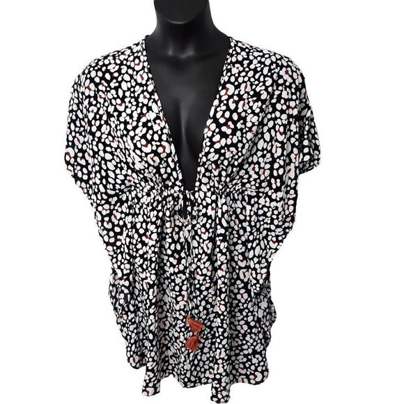 Jessica Simpson Coverup Caftan Tunic Dress Leopard Cool Cat Print - Picture 6 of 10
